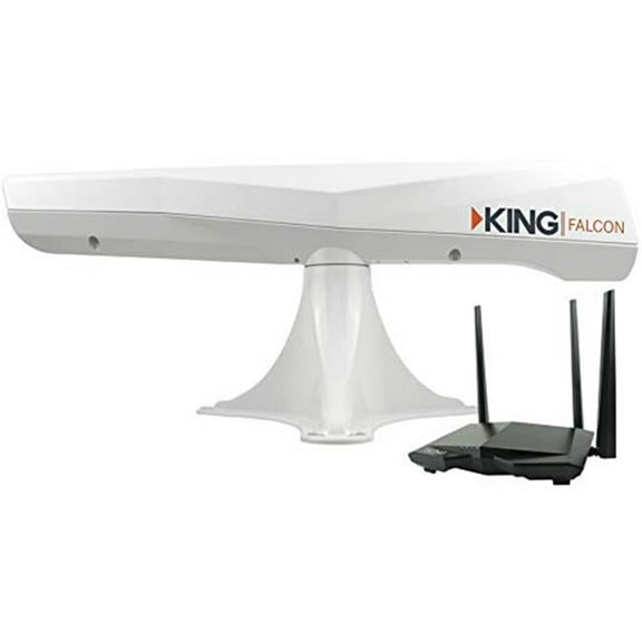 King  Automatic Directional WiFi Antenna with WiFiMax Router & Range Extender - White