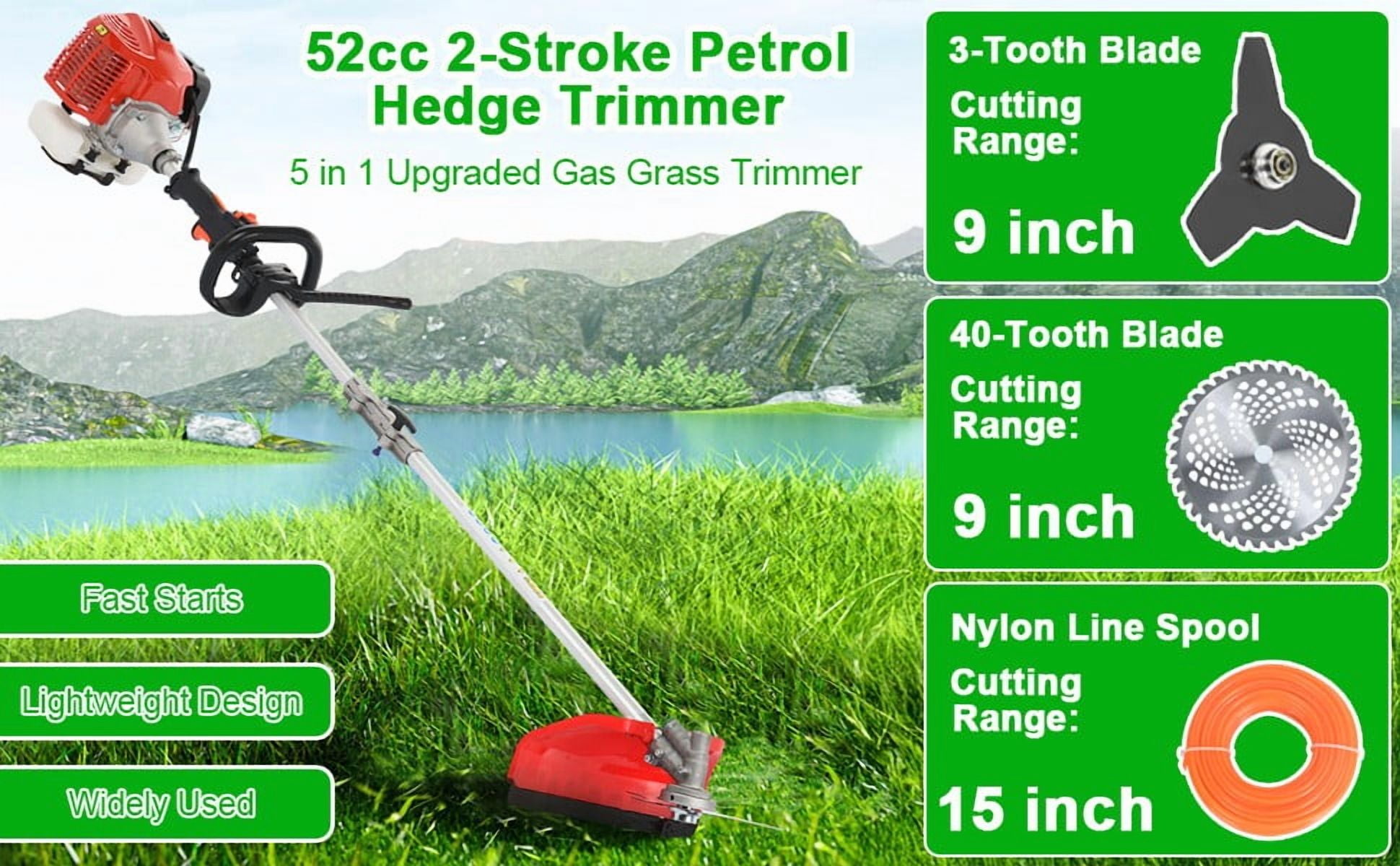 5 in 1 Gas Weed Eater, 52CC 2-Cycle Weed Eater Gas Powe, Gas Weed Wacker, 9500rpm Strong Power & Multi Functional Gas String Trimmer Brush Cutter for Yard & Garden