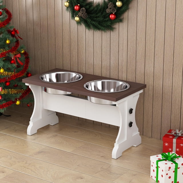 Comedero elevado para perros Piskyet con soporte de 2 cuencos de acero inoxidable de 55 oz
