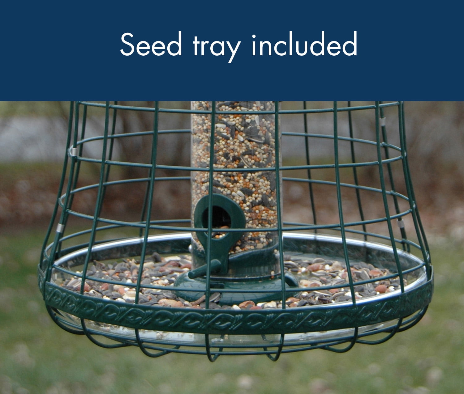 Woodlink Squirrel Resistant Plastic Tube Bird Feeder with Metal Cage