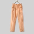 thumbnail image 5 of 2DXuixsh Womens Casual Pants Petite Short Women's Casual Straight Fit Elastic Waisted Drawsting Cotton Linen Pants Loose Trousers with Pockets Dressy Bottoms for Women Cotton Linen Pink L, 5 of 7