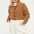thumbnail image 2 of Women‘s Long Sleeve Cropped Cardigan in Cable Knit with Button Closure, 2 of 8