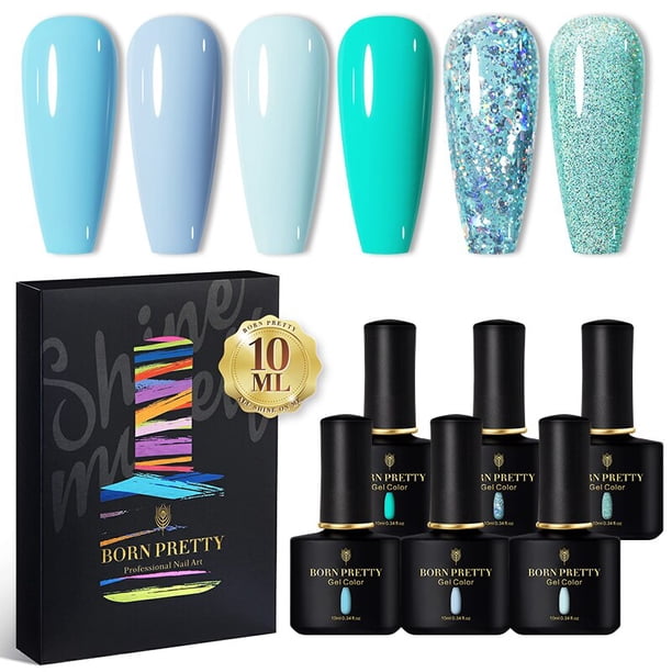 BORN PRETTY 6Bottles 10ml Autumn Winter Jelly Gel Polish Transparent Gel Polish Set Translucent Sheer Soak Off Gel Nail Polish Gong Bohan LED