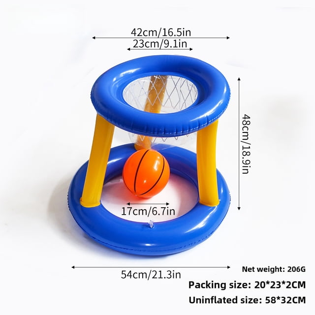 PVC Inflatable Water Basketball Hoop & Ring Toss Set for Kids (7-14) & Adults - Outdoor Pool Game Toy with Quick Inflation, Skill-Building Design (57x52cm) - Perfect for Interactive Family Fun &