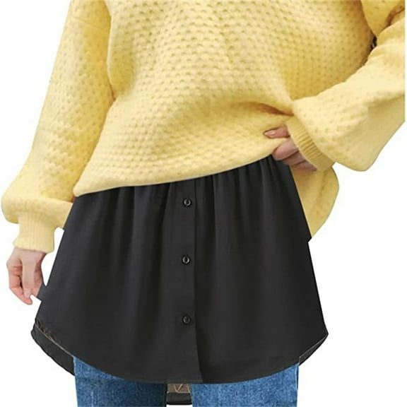Idoravan Women's Basic Versatile Skirt Clearance Womens Mini Underskirt Lower Skirt Sweep Shirt Skirt With Buttons Shirt Extension Layering Top Bottom Pack Of 2