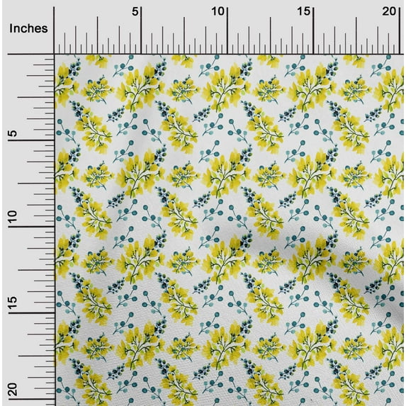 oneOone Cotton Poplin Twill Yellow Fabric Florals Dress Material Fabric Print Fabric By The Yard 56 Inch Wide-0C4