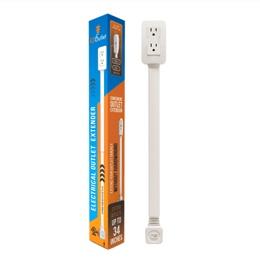 EZ Outlet Electrical Outlet Extender: Access Hard-to-Reach Outlets!  For Use Behind Couches, Nightstands, Desks, etc.  USB-A, USB-C, two AC outlets.  Extends 22"-34".  Safety Certified!
