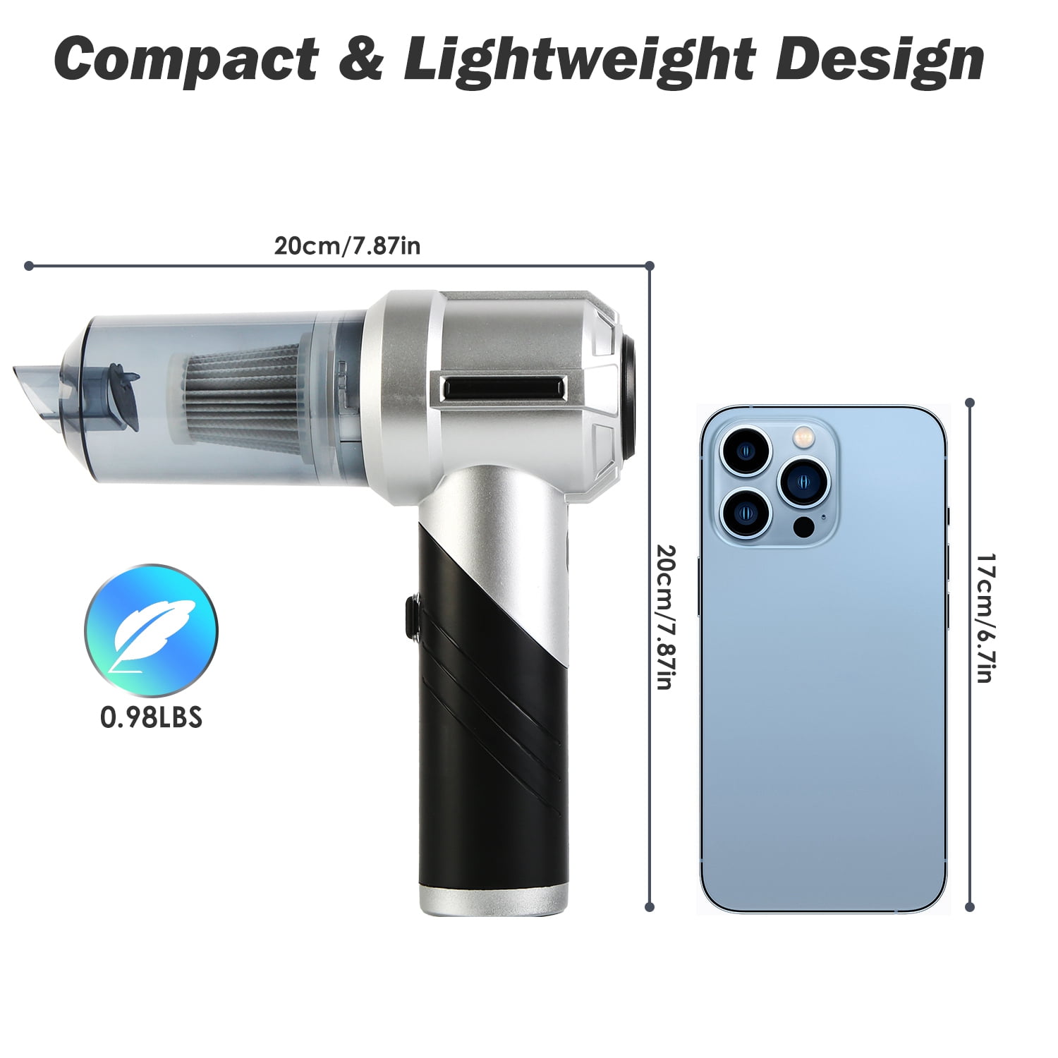 Moclever Cordless Car Vacuum Cleaner Portable Handheld Vacuum with 20000PA Suction Brushless Motor 3 Suction Levels for Home Car Office