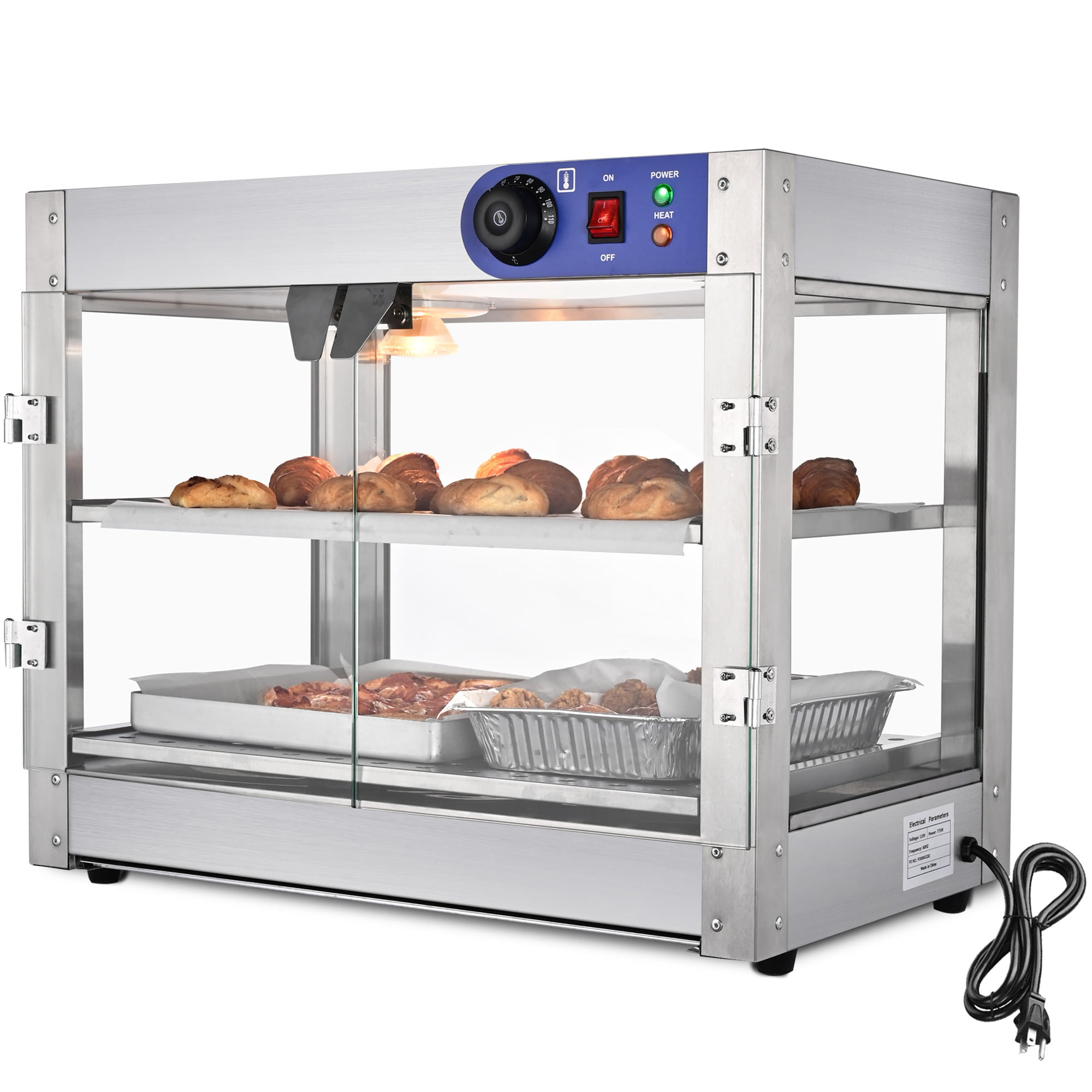 Commercial Food Warmer Heat Pizza Display Warmer Cabinet Pastry Patty Warmer 