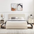 thumbnail image 2 of VECELO Full Upholstered Platform Bed Frame with 4 Storage Drawers and Adjustable Headboard, Wooden Slats Support, No Box Spring Needed, Beige, 2 of 7