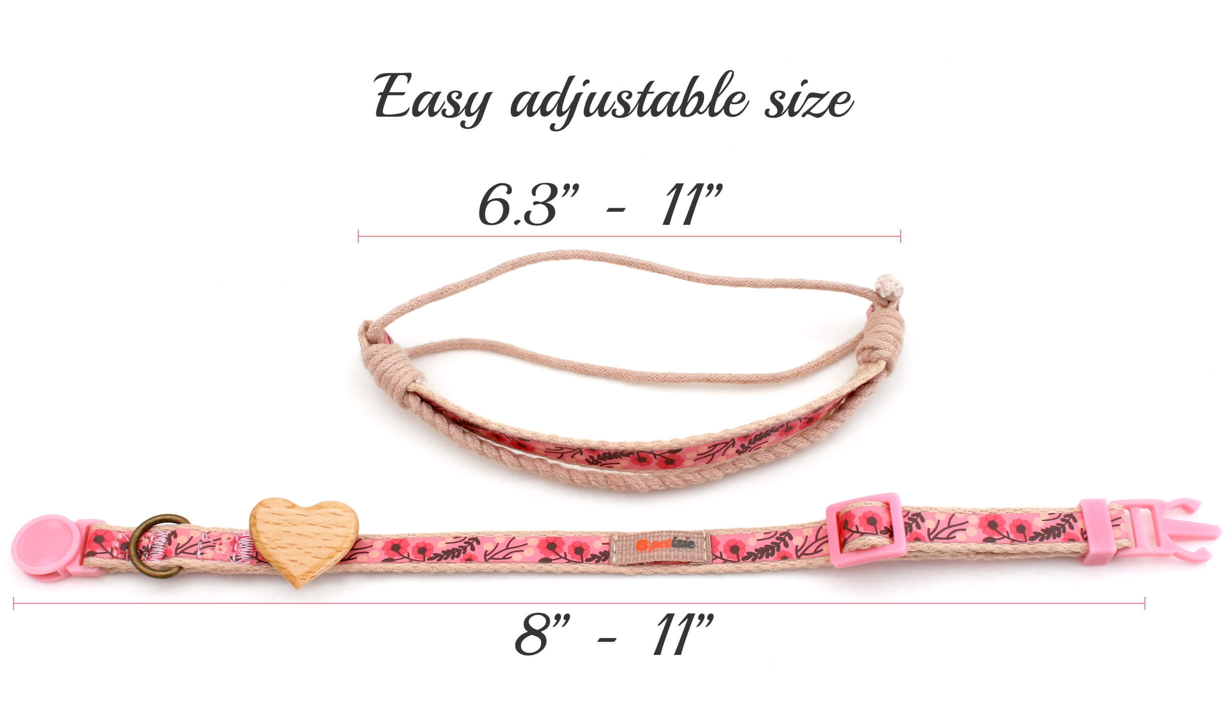 Pettsie Pink Breakaway Cat Collar Heart and Matching Friendship Bracelet in Earth-Friendly Gift Box