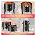 thumbnail image 4 of Vertical 19Inch Round Charcoal Smoker Grill,Heavy-Duty BBQ Smoker for Outdoor Multi-Layer Pellet Ideal for Meats-Offset Charcoal Grill with Thermometer,Black, 4 of 6