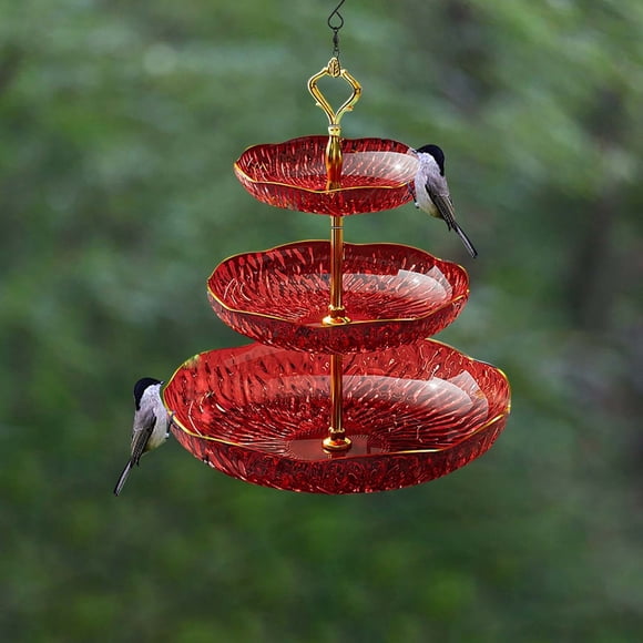 Creatine Hanging Birdbath With 3 Floors Glass Like Water Bowl Bird Bath Attracts And Garden Birds And Is For In Outdoor Garden Courtyard Backyard.
