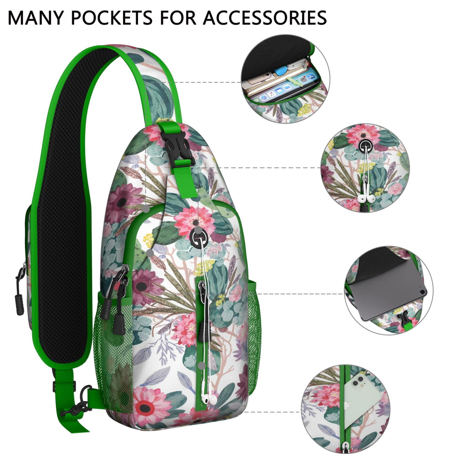 Chest Bag Crossbody Shoulder Bag Crossbody Shoulder BagHiking Sling Backpack for Men Women Travelers Cactus