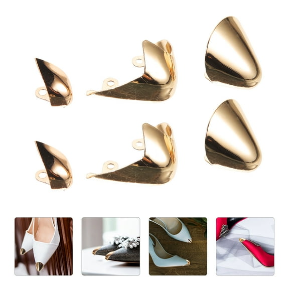 PTOOTP Heel Covers for High Heel Shoes Metal Golden 3 Pairs