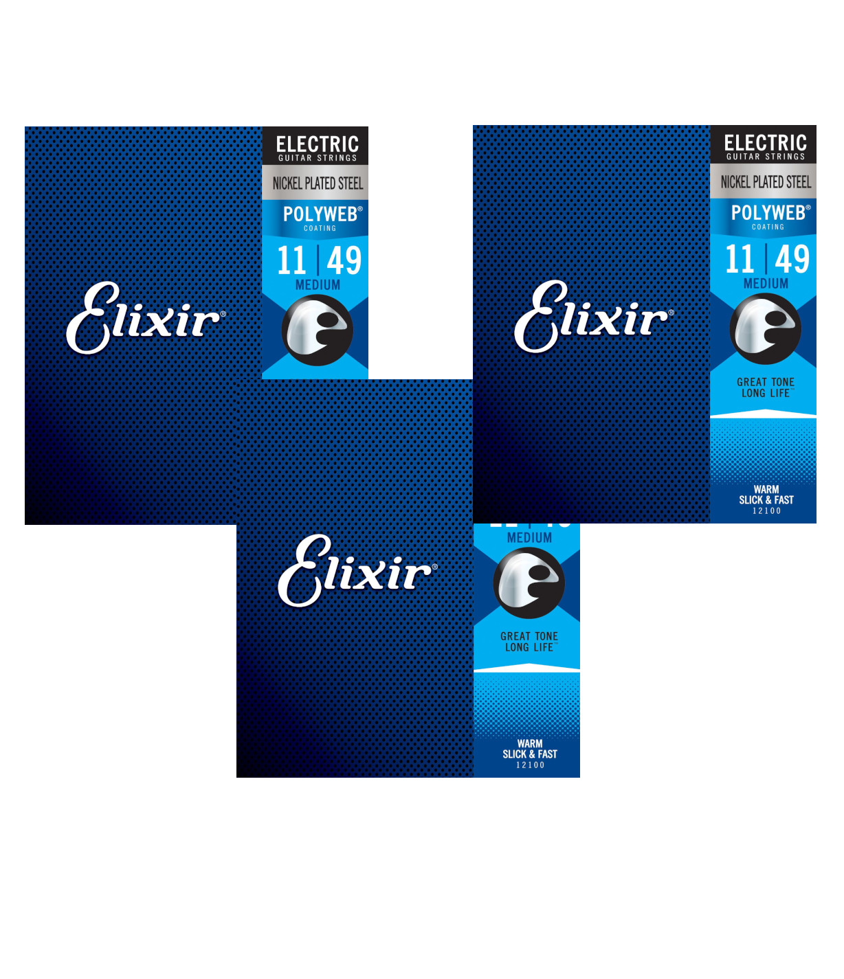 Elixir Guitar Strings 3Pack Electric Polyweb 12100 Medium (1149