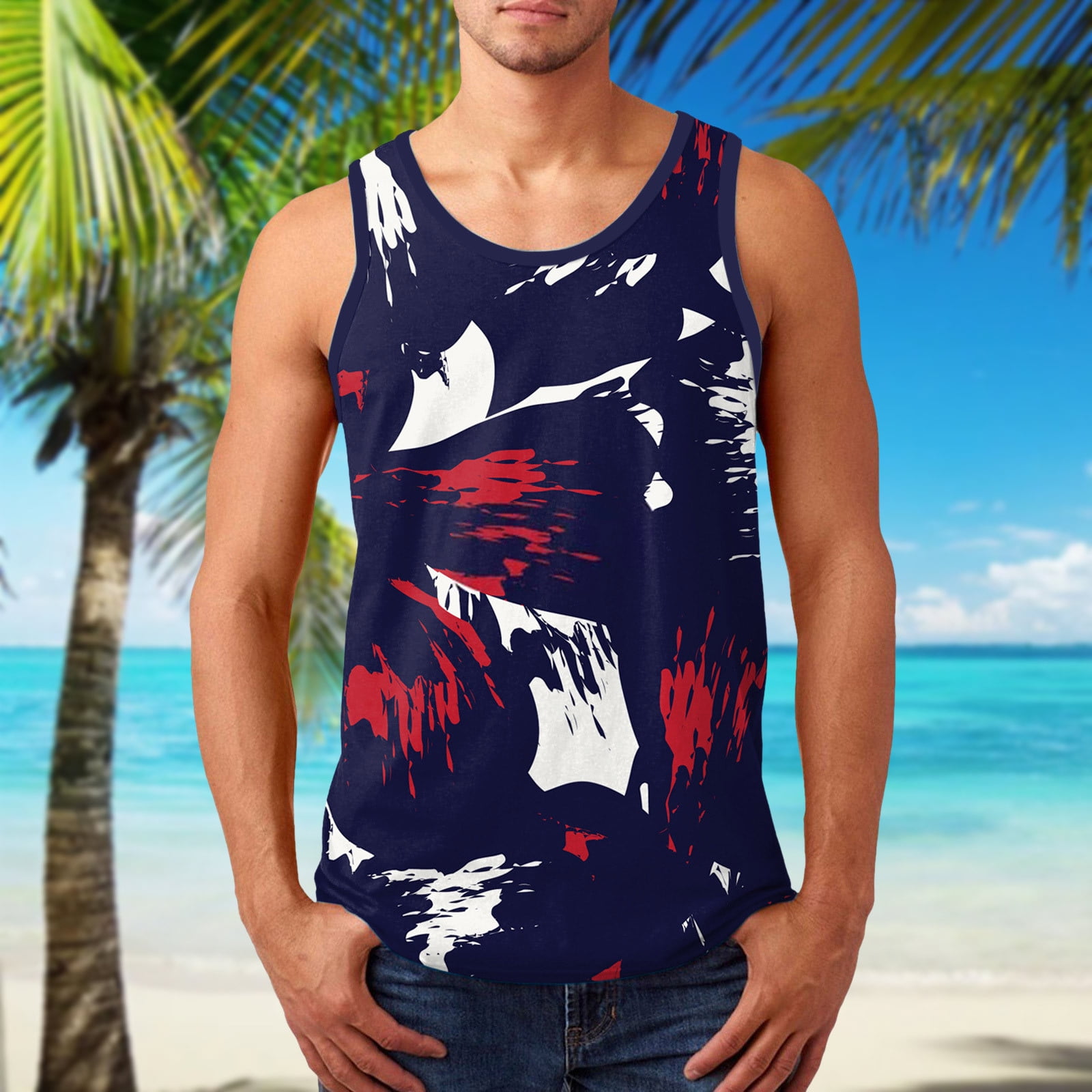 Visualizar Banzai Contratación Tank Tops Men Men Summer Printed Fashion Casual Sports Beach Sleeveless Top  Tank Tops - Walmart.com