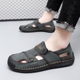 thumbnail image 5 of Mens Leather Sandals Lightweight Comfortable Fisherman Shoes Summer Outdoor Beach Hiking Casual Sports Green 10.5 US, 5 of 7