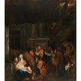 thumbnail image 2 of Pietro Paolini 12x13 Black Ornate Wood Framed Double Matted Museum Art Print Titled: Adoration of the Shepherds, 2 of 5