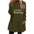 thumbnail image 3 of Jinhomg Womens Loose Fit Fleece Sweatshirts Casual Comfy Long Sleeve Sherpa Lined Pullover Plus Size Cute Letter Print Loungewear Tunic Tops with Pockets Army Green XXXL, 3 of 5