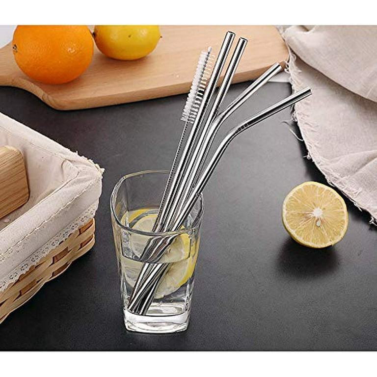50-Pack Stainless Steel Straws,8.5Inch Reusable Drinking Metal