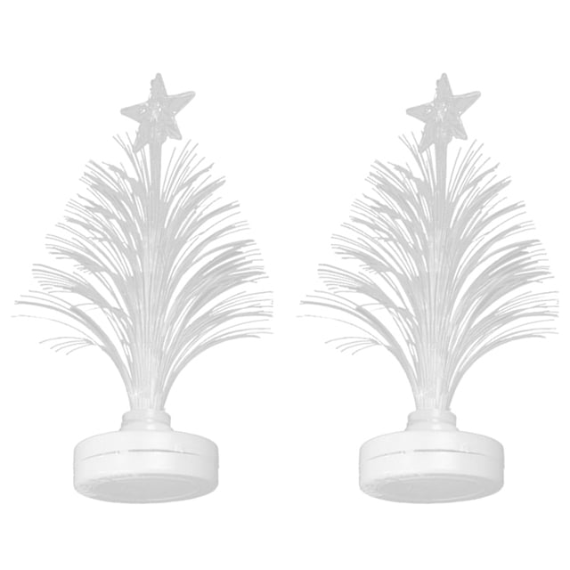 2 Pcs LED Optical Fiber Color Changable Christmas Tree Shaped Night Light Christmas Party Home Decoration Light (White/Mixed Types)