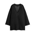 thumbnail image 3 of Deep V-Neck Women Hollow Up Loose Casual Knit Tops, 3 of 3