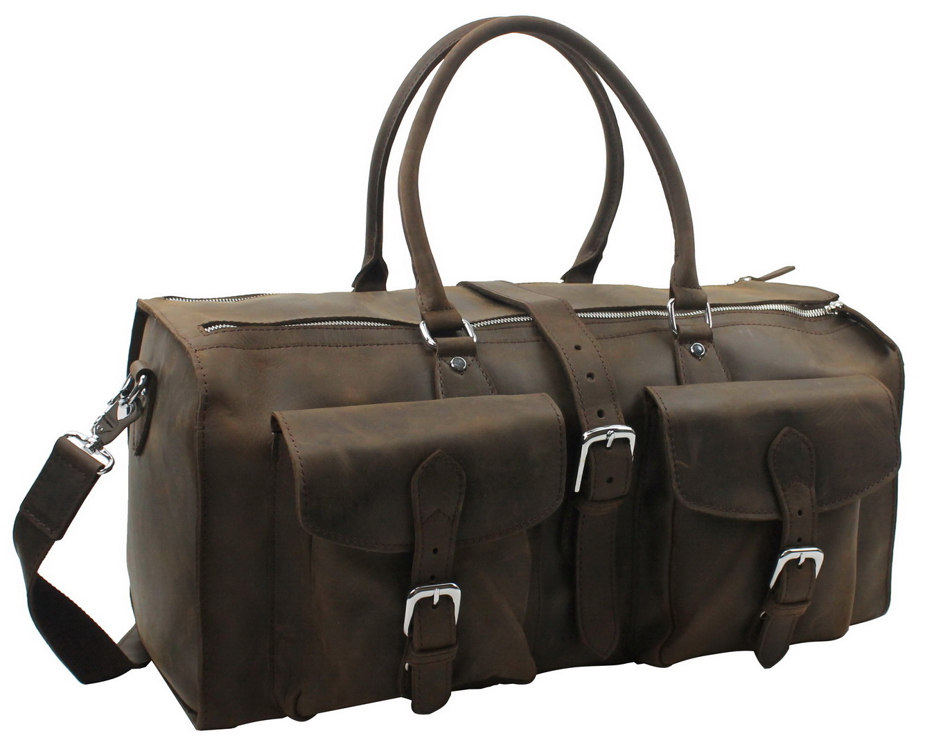 Vagabond Traveler Cowhide Leather Overnight Travel Duffle Bag LD01.DS by