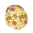 thumbnail image 2 of Kdxio Sea and Sand Print Shower Cap for Women,Elastic and Reusable,Double Waterproof Layers Bathing Hat, 2 of 9