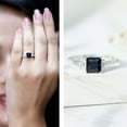 thumbnail image 3 of Princess Cut Lab Grown Black Diamond Solitaire Ring with Diamond (AAAA Quality), 18K White Gold, US 8.50, 3 of 9