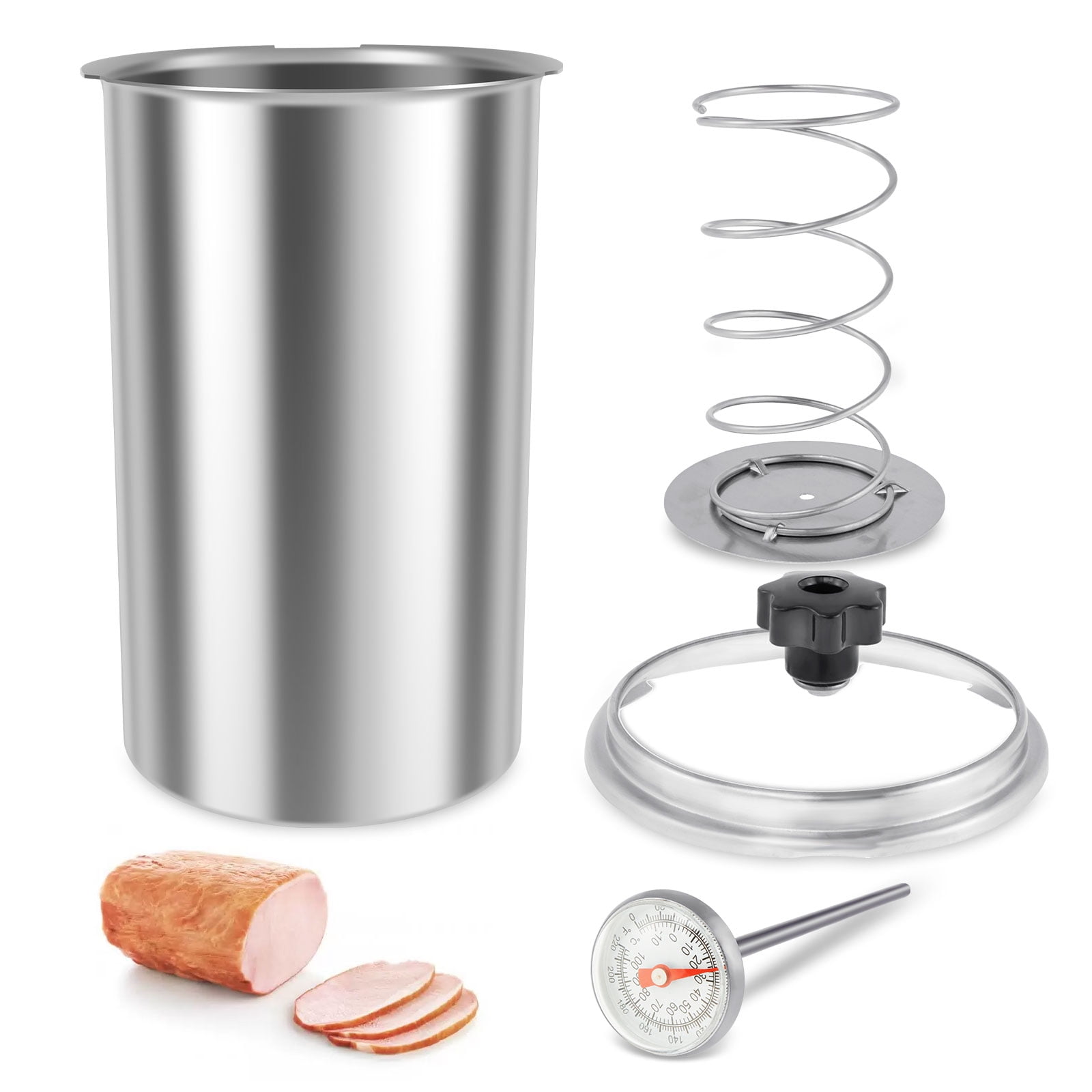 Ham Maker Stainless Steel Meat Press Cooker with Thermometer Heat Resistant Ham Press Maker Multipurpose Deli Meat Press for Home and Commercial Use