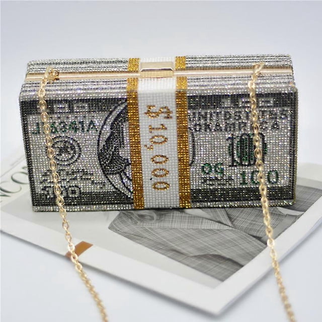Evening Bag For Women Crystal Money Bag Clutch Dollar Bill Purse Acrylic Box Handbag Hard Case