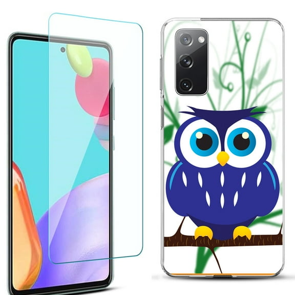 Slim-Fit Protective Phone Case for Samsung Galaxy S20 FE 5G Fan Edition, with Tempered Glass Screen Protector, by OneToughShield ® - Blue Owl