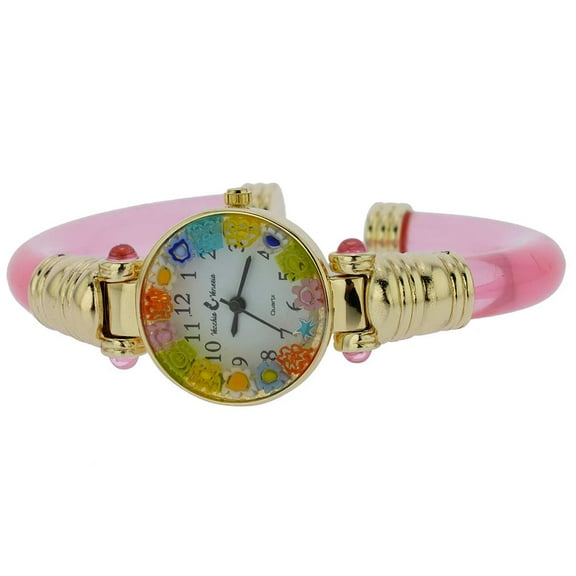 GlassOfVenice Murano Millefiori Bangle Watch - Pink Gold Multicolor