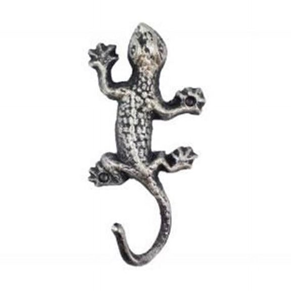 Handcrafted Model Ships K-0816-Silver 6 in. Rustic Silver Cast Iron Lizard Hook