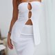 thumbnail image 4 of Trajes De Verano De 2 Piezas Conjunto de falda de 2 piezas para mujer Ahueca hacia fuera la falda superior sin mangas Elegante traje de vacaciones Ygjytge Blanco L para Mujer, 4 of 6