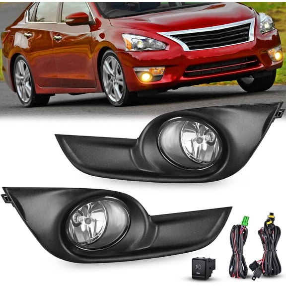 Nilight Fog Light Assembly Compatible with 2013 2014 2015 Nissan Altima with Clear Lens Fog Lamps Replacement H11 12V 55W Bulbs