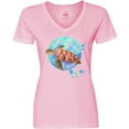 thumbnail image 3 of Inktastic Vero Beach, Florida Swimming Sea Turtle with Bubbles Women's V-Neck T-Shirt, 3 of 5