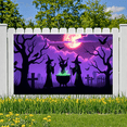 thumbnail image 2 of Spooky Witch Theme Halloween Banner Cauldron Scene Night Sky Bats Moon for Halloween Party Decoration Outdoor Indoor, 2 of 9