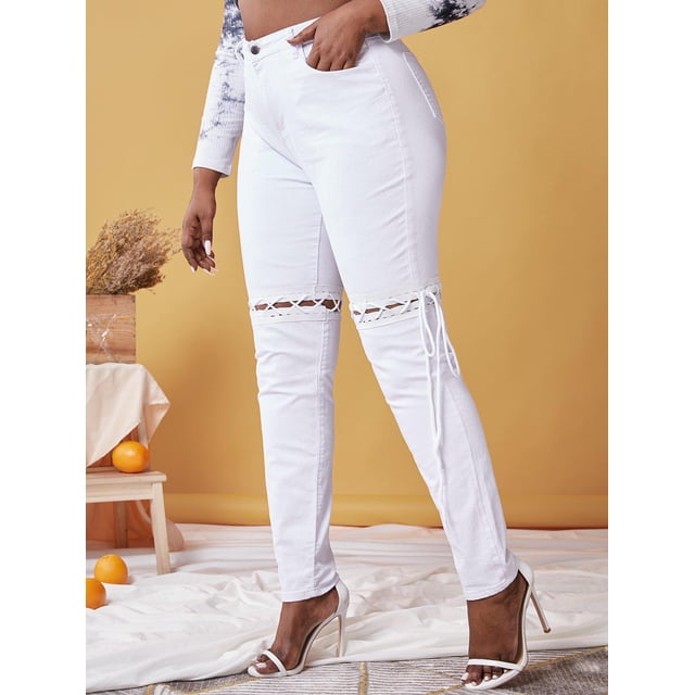 Jeans Talla Extra Extraíbles y Cordones Rosegal Vaqueros de talla grande