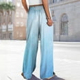 thumbnail image 7 of Women's Side Slit Ombre Wide Leg Pants, Flowing Casual Trousers with Gradient Color and Split Hem, Loose Comfortable Pocket Design for Beach Wear and Four-Season Daily Use Blue1 L, 7 of 7