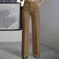 thumbnail image 2 of Suit Pants for Women Straight Leg Flat Front Button Loose Ruched Dress Pants Business Casual Work Pants Slacks, 2 of 7