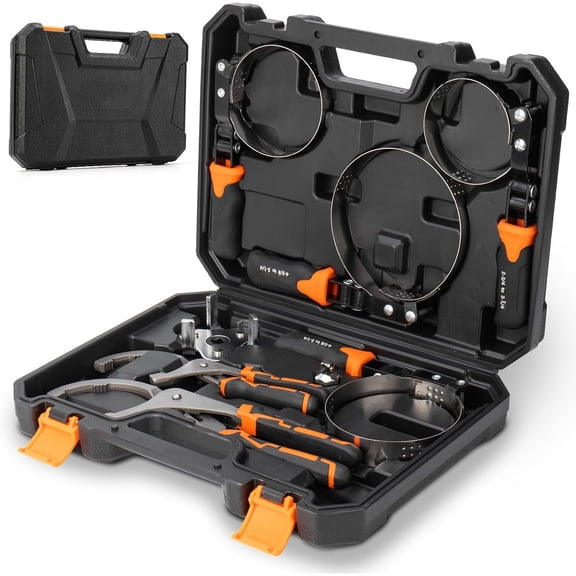 Oil Filter Wrench Set, 8 Piece Adjustable Oil Filter Wrenches 2-3/4" to 5-1/4", 9" & 12" Universal Oil Filter Removal Tool with 1/2" to 3/8" Adapter, Organized in Storage Case