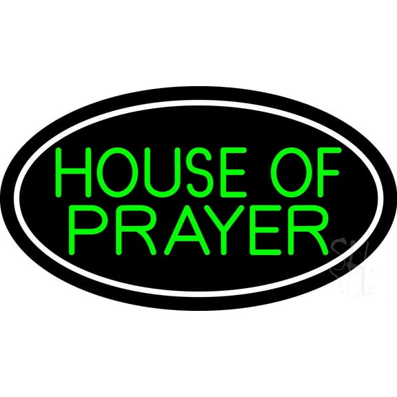 Green House Of Prayer LED Neon Sign 20" Tall x 37" Wide - inches Black Square Cut Acrylic Backing, with Dimmer - Premium built indoor Sign for Home décor, Event, Religious place, Store interior.