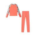 thumbnail image 3 of iEFiEL Kids Girls 2 Piece Swimsuit Floral Long Sleeve Rashguard Swim Shirt with Pants Beach Swimwear Set Orange 6, 3 of 7