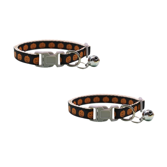 2Pcs Halloween Kitten Collar Breakaway With Bell, Adjustable Safety Oil Painting Pumpkin Party,For Girl Boy Cat And Small Pet