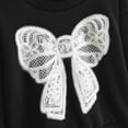 thumbnail image 5 of OYXSER Kids Girls Bow Graphic Crewneck Top and Bow Pattern Wide Leg Pants Set, Black 5 Years, 5 of 9