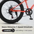 thumbnail image 2 of Fat Tire Mountain Bike with Dual Disc Brake, 21 Speeds High-Carbon Steel Frame Bike with Front Suspension, Adult Sport Bicycle for Men and Women, Orange, 2 of 7