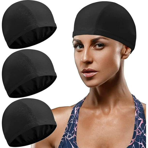 Elastic Swimming Cap Women Long Hair Swim Pool Bath Hat Nylon for Adult  Unisex，