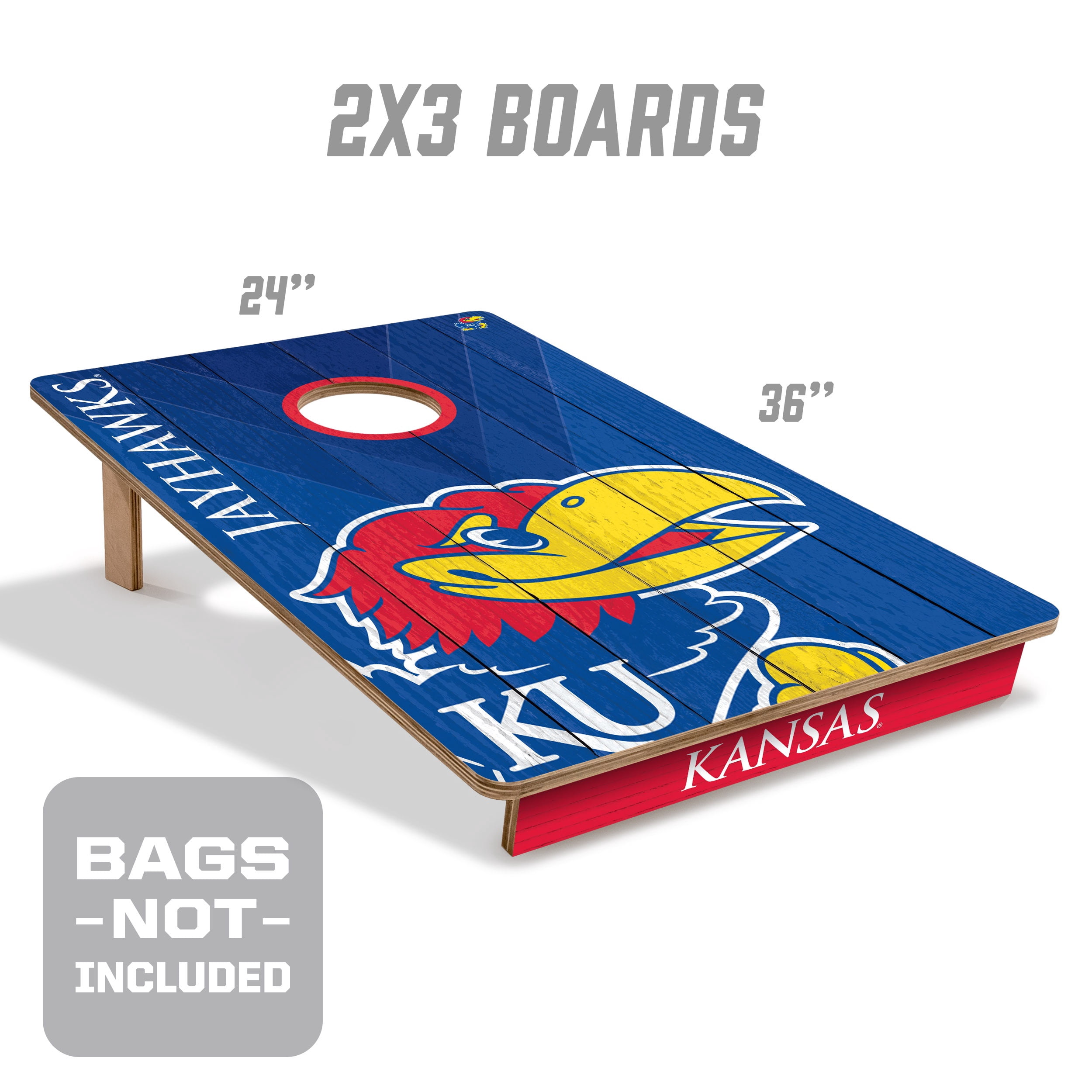 YouTheFan NCAA Kansas Jayhawks 2' x 3' Cornhole Game No Bags